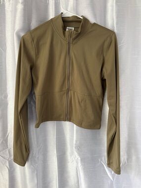 PINK Victoria's Secret Olive Zip-Front Cropped Athletic Jacket